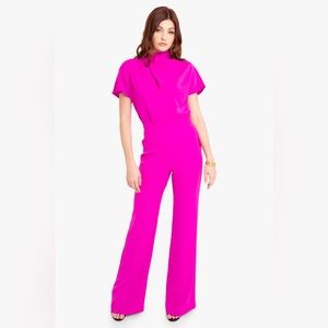 Black Halo Estella Jumpsuit- Crepe Satin in Vibrant Pink